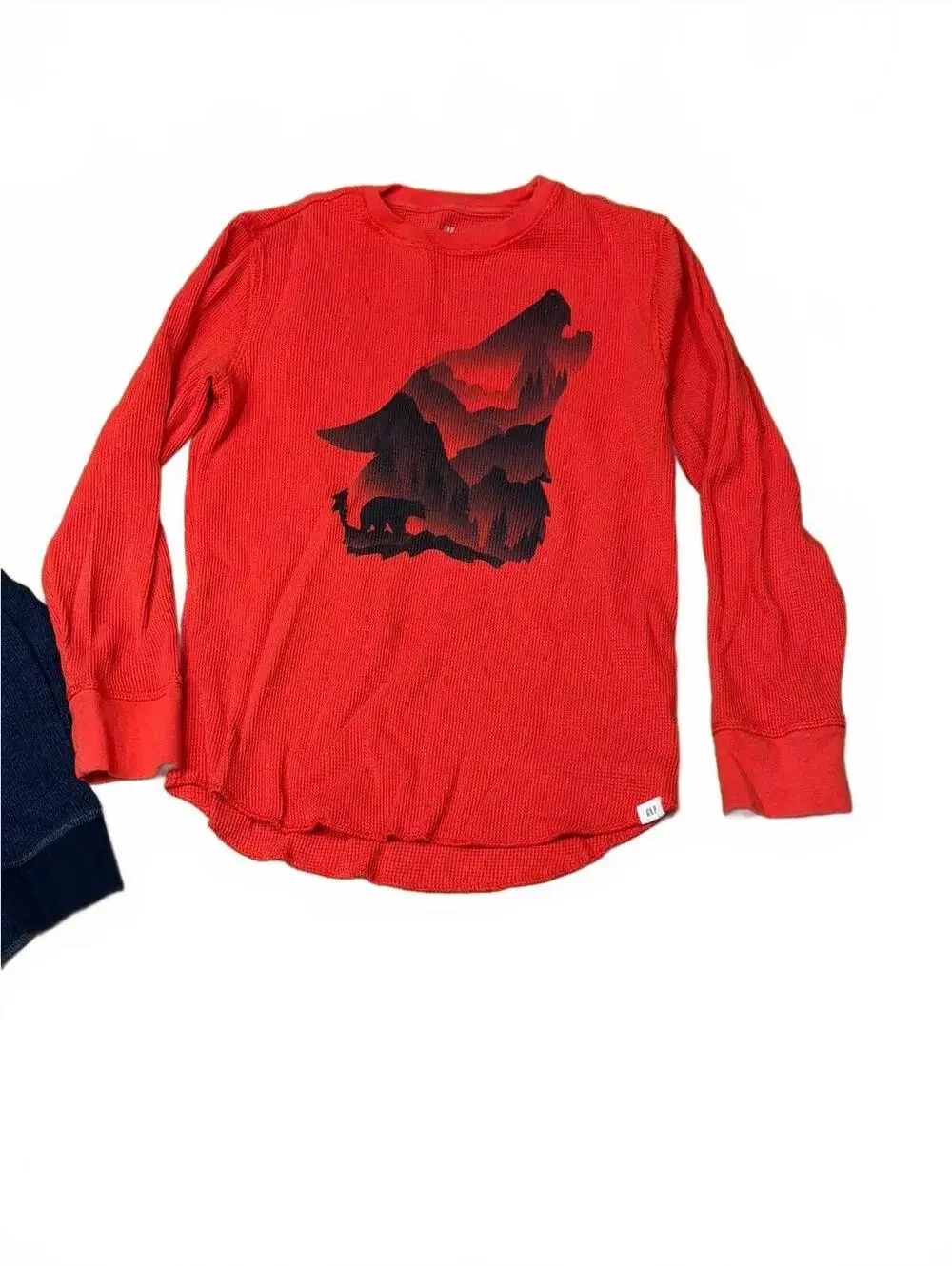 Gap Kids XL 12 years Long Sleeve Waffle Shirts Set Unisex Fall Winter Red Blue